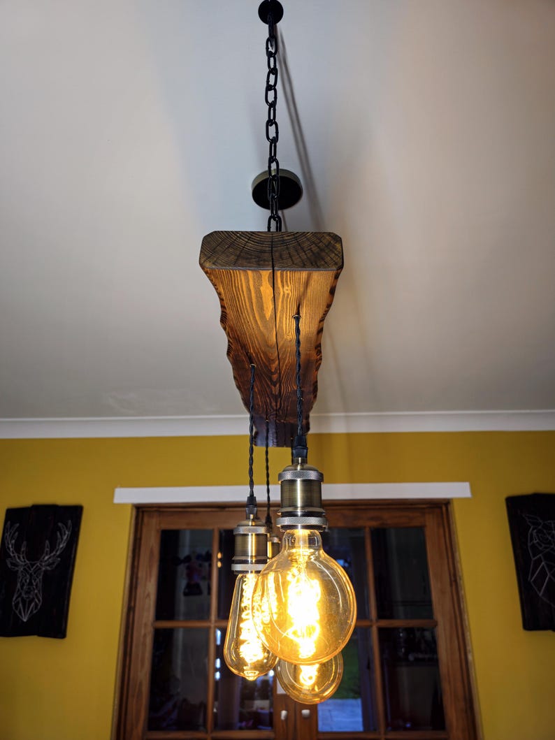 Rustic Wooden Chandelier – Beam Pendant Ceiling Light for Kitchen Island & Dining Table image 7