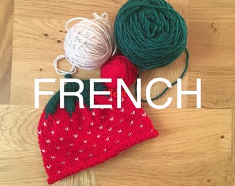 Patrón de tejido para gorro de bebé de fresa francés