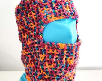 Crochet head helmet, colorful mens face mask, streetwear helmet, womens head mask, unisex face mask, unisex head balaclavas