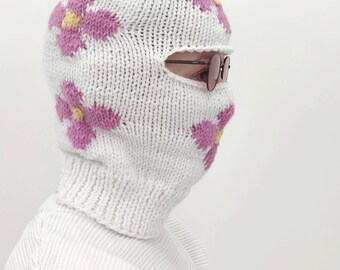 小物 irojikake FLOWER GARDEN BALACLAVA Balaclava Face Mask Ski Mask Black and White Floral Print