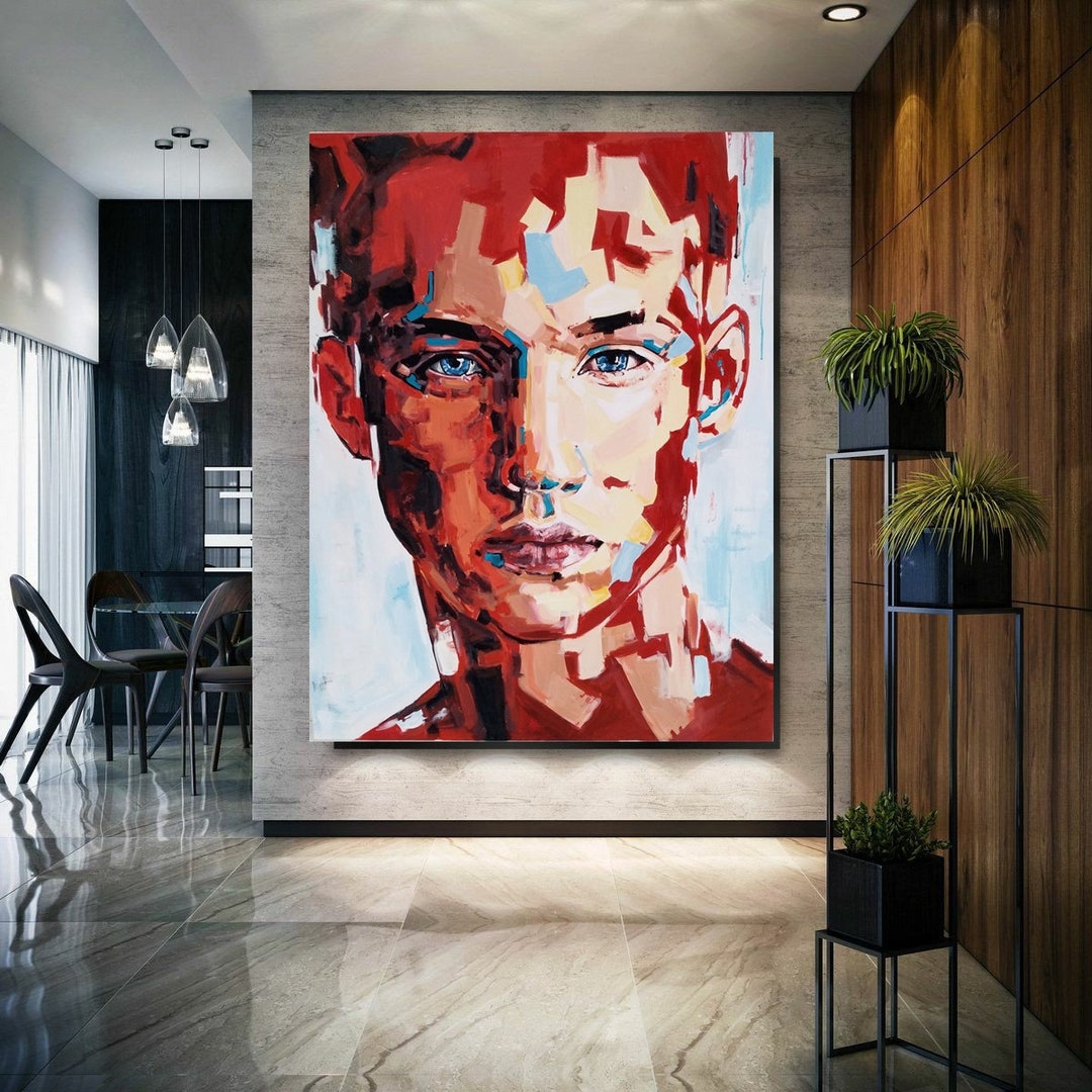 Wall Art Acrylic Painting of Red Man Etsy