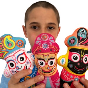 Jagannath Baladev Subhadra Soft Dolls - Cute Vaishnava Toys for Kids - 6.7 Inches