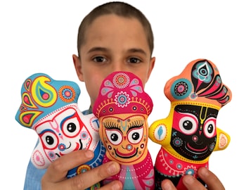 Jagannath Baladev Subhadra Soft Dolls – Vaishnava Toys, 6.7 Inches