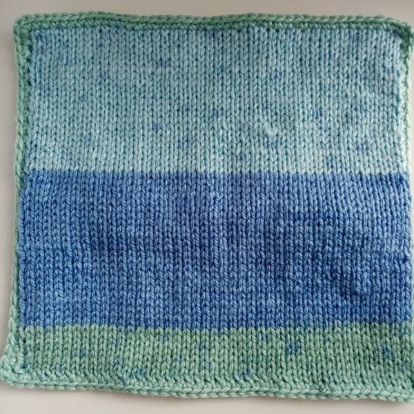 Housse de coussin bleu, turquoise et vert fait main tricot