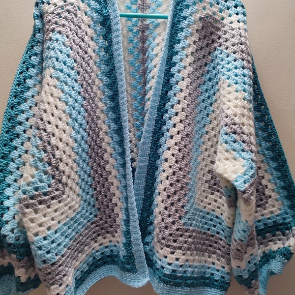 Cardigan Vent d'hiver bleu, blanc, gris pour femme