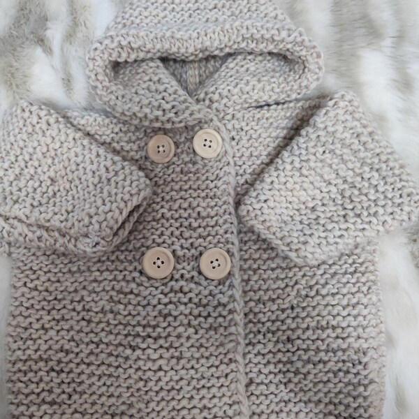 Manteau bébé en laine fait main, taille 3mois