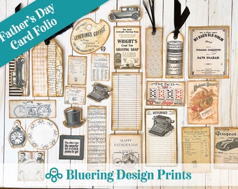 Father's Day Card Kit, Junk Journal Kit, Digital Download, Ephemera, Tags, DIY Kit, Gift for Dad