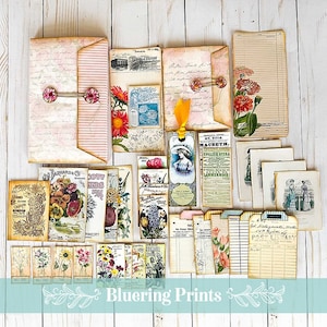 Flower Shop Folio, Junk Journal Kit, Digital Junk Journal, Junk