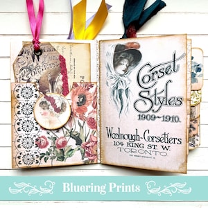 Bonnie Fashion, Vintage Fashion Junk Journal Kit, Junk Journal Afdrukbaar, scrapbooking benodigdheden, Ephemera, Scrapbook, Art Journal
