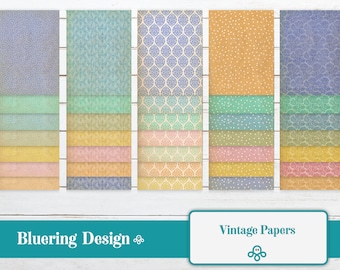 Vintage Papers, Junk Journal, Printable, Digital Download, Patterns, Damask