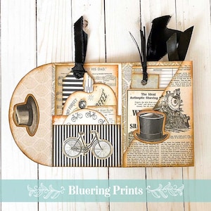 Kit de tarjetas para el Día del Padre, Kit de diario basura, Descarga digital, Efímera, Etiquetas, Kit de bricolaje, Regalo