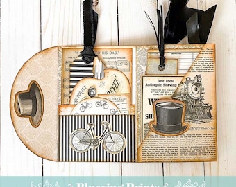 Father's Day Card Kit, Junk Journal Kit, Digital Download, Ephemera, Tags, DIY Kit, Gift