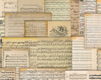 Junk Journal Pages, Vintage Sheet Music, Digital Download, Vintage Journal, digital junk journal