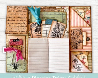 Matilda Folio Kit, Junk Journal Digital, Printable, Digital Download, Ephemera, Tags, Pockets, Notebook, Folio, DIY Kit