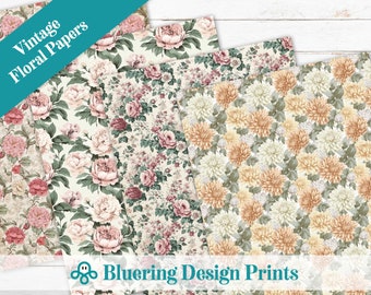 Vintage Floral Papers | Digital Download | Flowers | Junk Journal Floral Papers