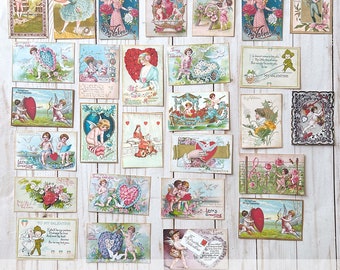 Vintage Valentines | Junk Journal Valentines | Mini Valentines | Valentine Ephemera