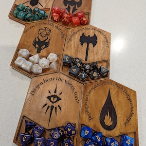 Custom Dice Holder Coaster in Walnut Finish for Dungeons and Dragons, Choose your Class or Dungeon Master, Great DM