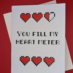 Video Game Valentinstagskarte, Nerdy 8-bit Herzen Grußkarte für Valentinstag, Jubiläum, Geburtstag, Freund, Freundin, Gamer