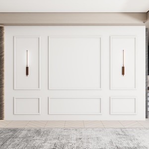 Wainscoting Paneling Kit, 3 Upper Rectangles and 3 Bottom Frames in our Pre-Cut, Factory-Primed Wall Molding Package, Wall Moulding Kit