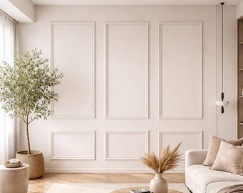 Wall Molding Package Ready To Assemble, Primed Wall Paneling Kit, Pre-Cut Wall Moulding Package, Wall Trim Kit, Custom made Wainscoting Kit