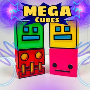 MEGA Cubes, Extra Large Geometry Dash toys, 3D printed cubes, Geometry Dash Icons, Cake Toppers