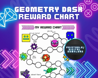 Printable Geometry Dash Reward Chart, Digital Download, Geometry Dash sticker chart