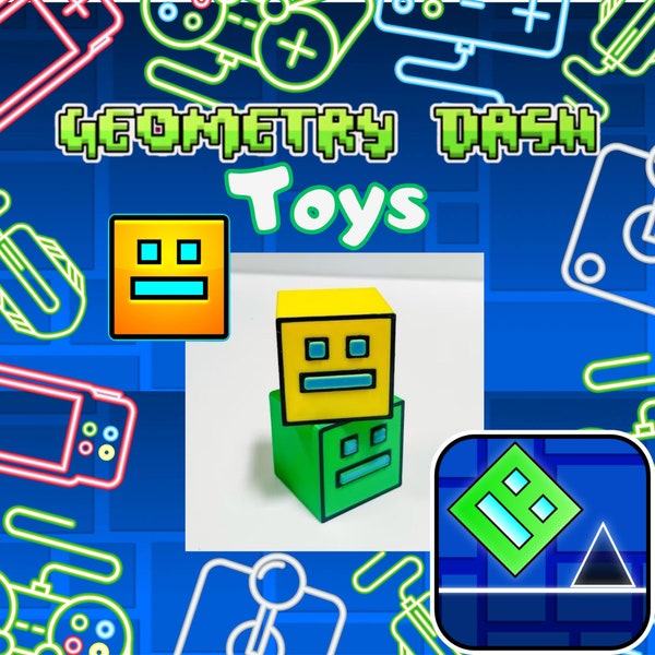 Geometry Dash toys, 3D printed cubes, Geometry Dash Icons, Cake Toppers, Geometry Dash 2.2 blocks, Geodash, Easter