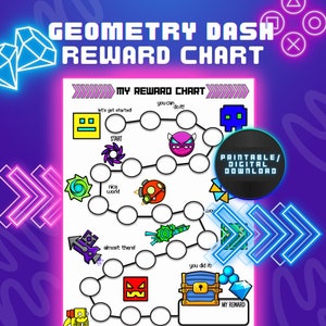 Printable Geometry Dash Reward Chart, Digital Download, Geometry Dash sticker chart