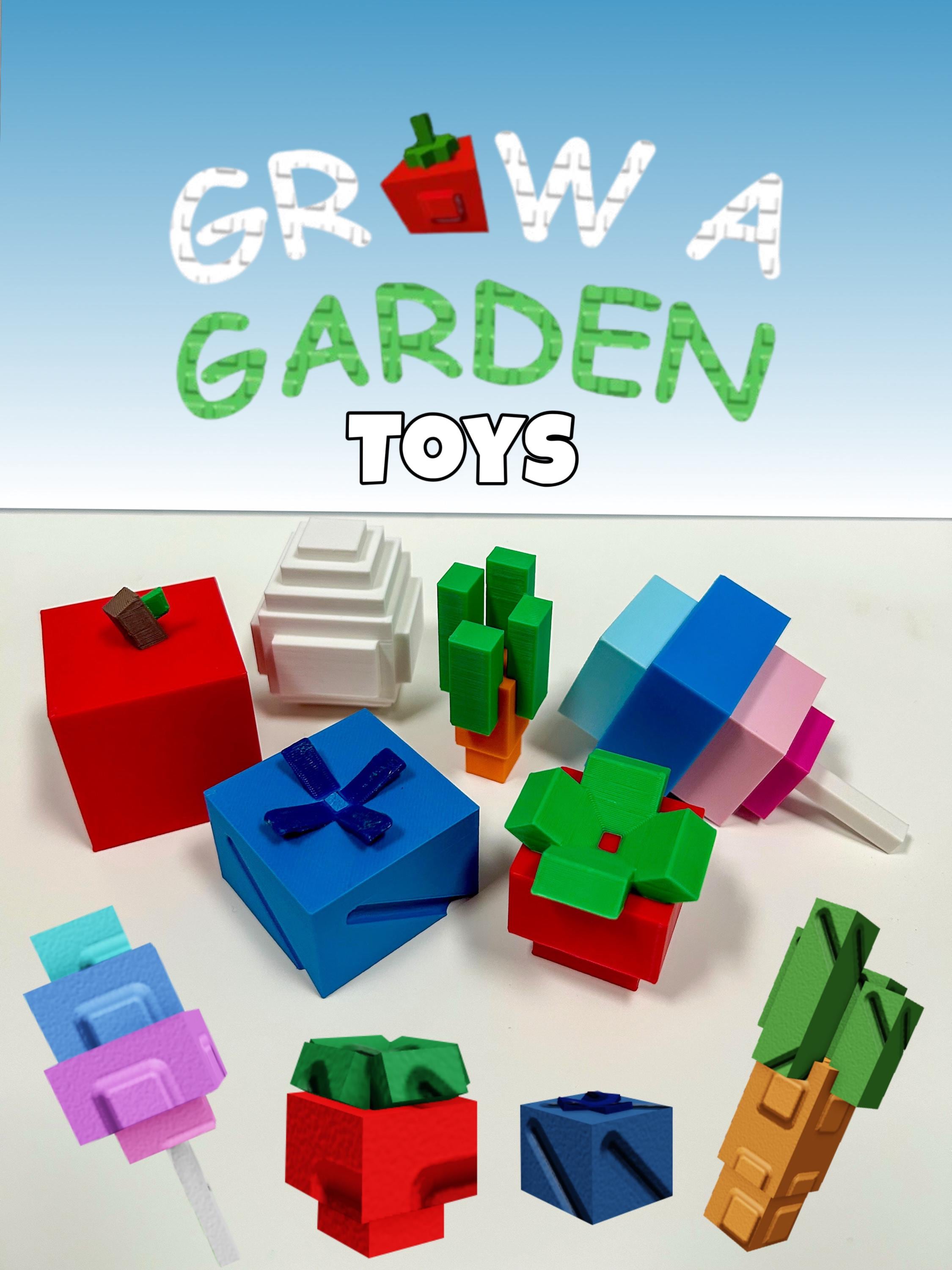Grow a Garden Roblox-Inspired 3D Printed Crops, Seeds, Sprinkler, & Eggs | Gamer Gift | Toy Set | Display or Play, cake toppers, party favor