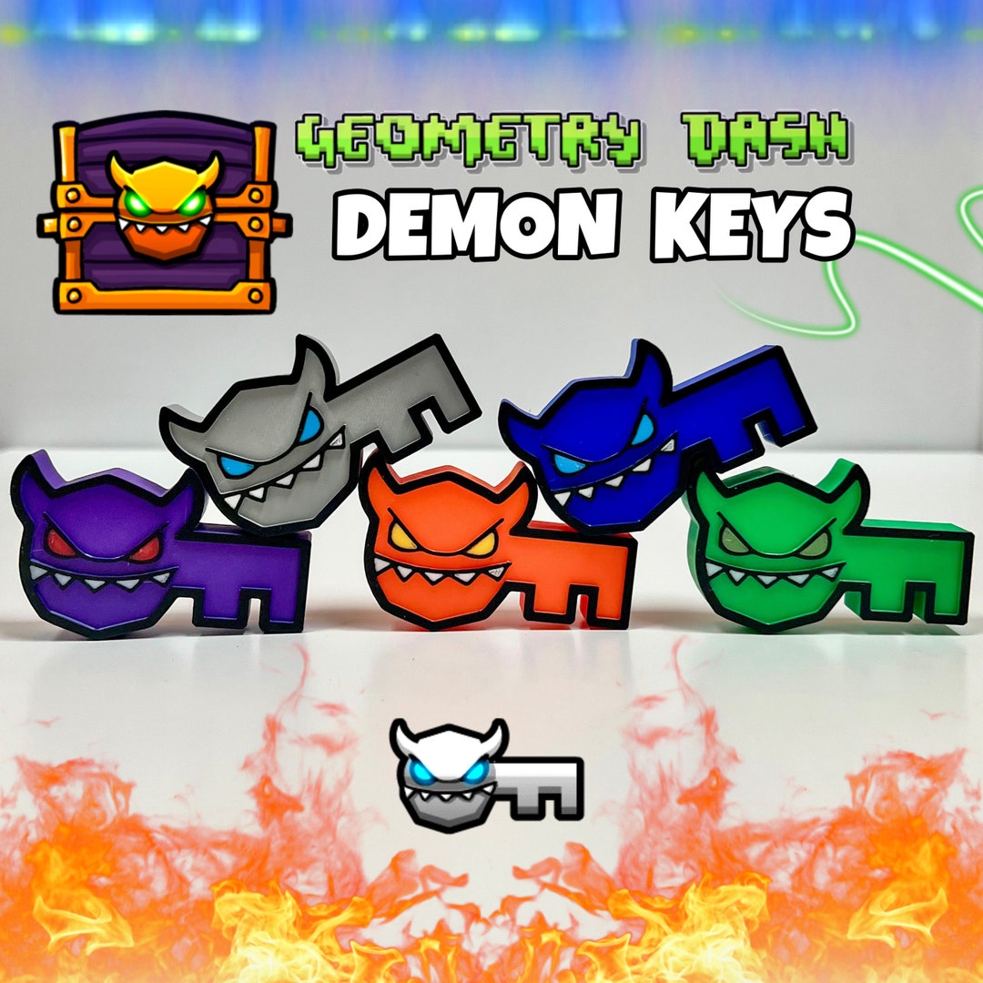 Demon Keys, Geometry Dash Toys, 3D Printed, Geometry Dash Icons, Cake