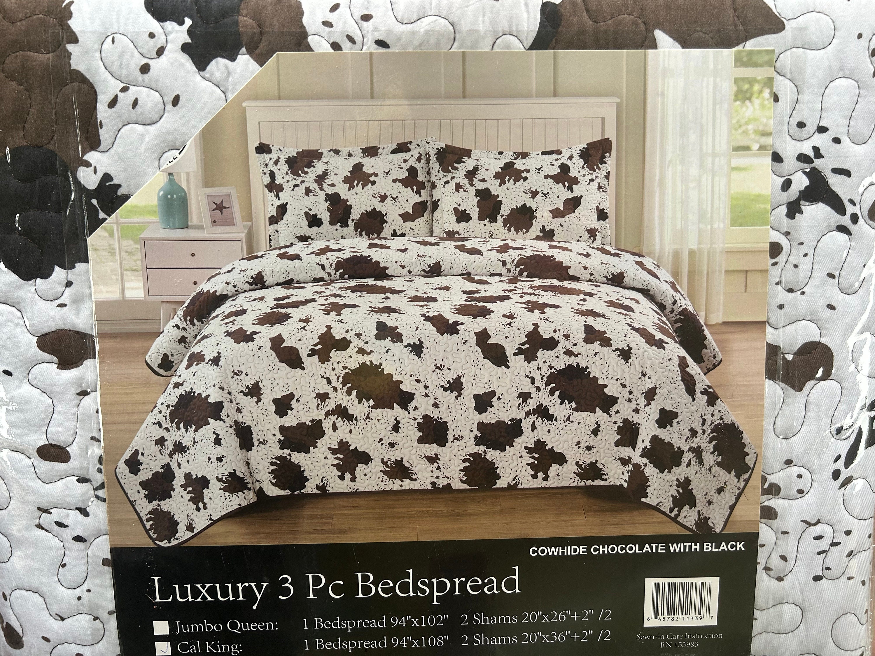 3 Piece Cow Print Queen Bedspread Etsy