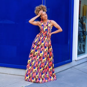 African print skirt and top set matching set in African print African print long skirt and sleeveless top ankara set.