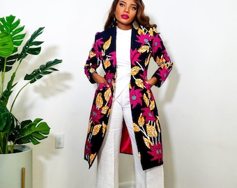 African print Jacket Ankara multicolor jacket for women midi length jacket for women African Clothing for women gift for her gift for wife
