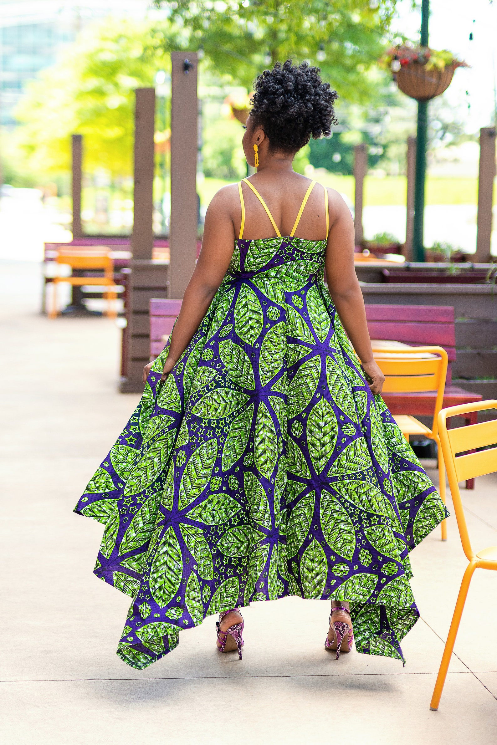 Green Print Wrap Dress. Long Wrap Dress. Danski Dress African Etsy