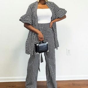 African print women's high waisted pants. Ankara pants Wide leg women's trouser.  Women's work pants women's trouser.