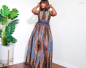 African print maxi dress ankara dress Women's party dress gift for her occasion dress sleeveless maxi dress African dress ankara women dress