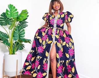 African print maxi dress ankara dress Women&#39;s party dress gift for her gift for wife sister special occasion dress,African dress