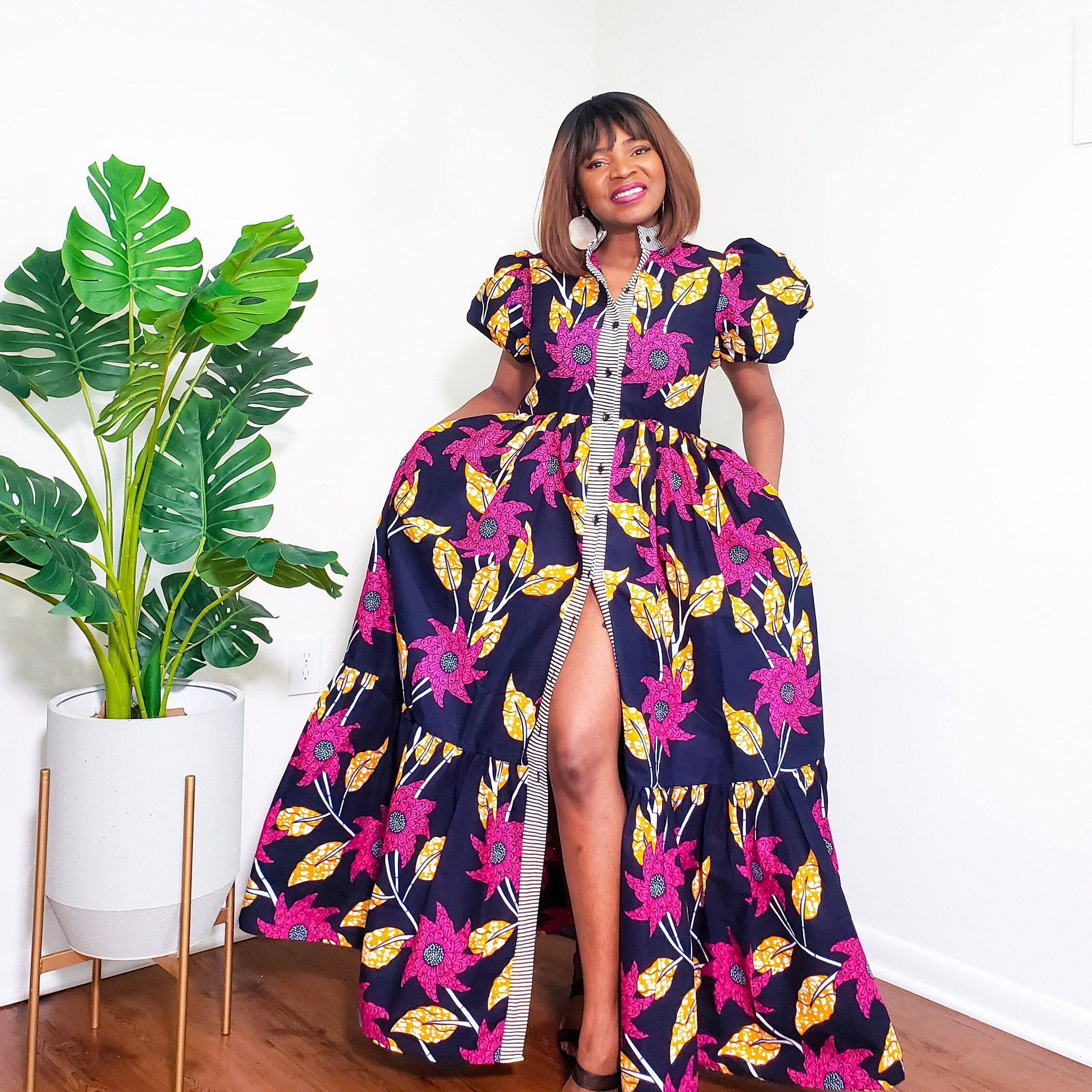 button up floral maxi dress It's All Her Own Brown Multi Floral Print Cotton Maxi Dress