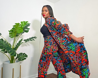 High Waisted African Print Pants: Colorful Cotton Trousers