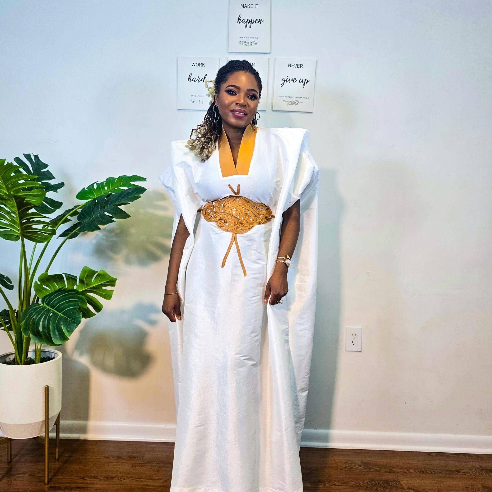 African White and Gold Dress - Etsy Canada