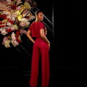 Burgundy wide leg pants
