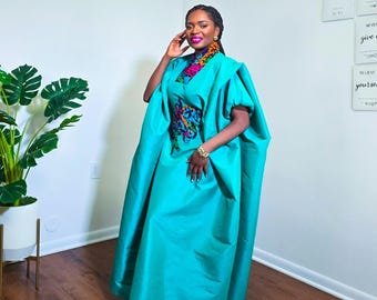 Aqua Blue bubu Dress: Stretch Taffeta dress