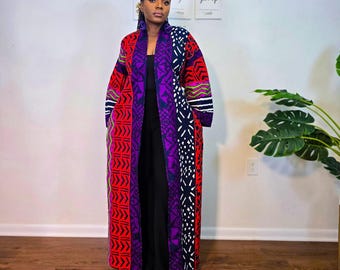 Colorful African Print Kimono Duster; Multicolor Ankara Coat: African jacket