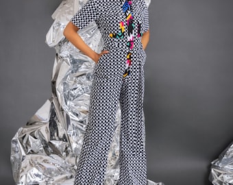 Black and white Ankara print Jumpsuit