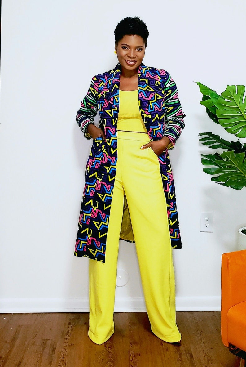 Colorful African print Jacket Ankara multicolor jacket for women light weight jacket for women midi length jacket for women gift for her image 4