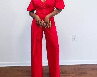 Red wide leg women's pants Woman's pant. Red pants for women Trouser for work. Women's Pants for work  Gift for her valentine's day outfit