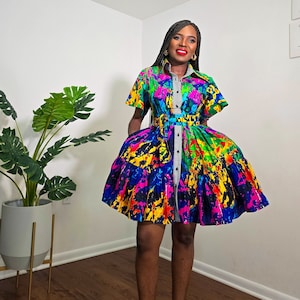 African Print Fit and Flare Dress - Etsy