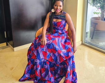 African Print Maxi Dress: Sleeveless Ankara Party Dress