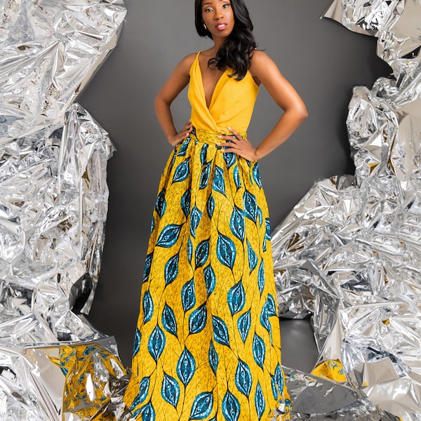 African print maxi skirt. Women's full skirt. Colorful print skirt.  Danski skirt. Women's maxi skirt.  Colorful print ankara skirt.