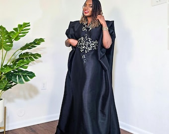 Black long boubou dress | loose bubu dress | caftan dress | African dress | gift for her | gift for mother| gift for sister
